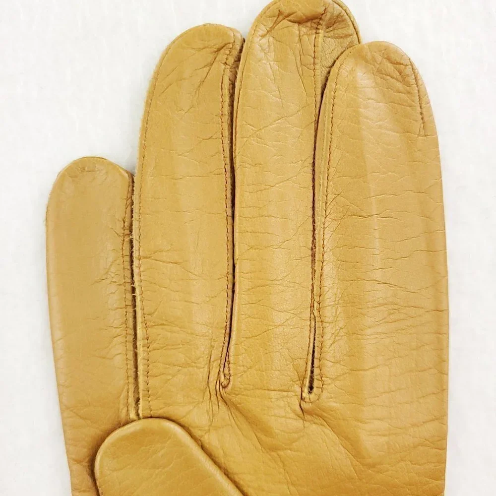 Eleganta Vintage 1960s German Leather Gloves Tan Brown Women's 7 1/4